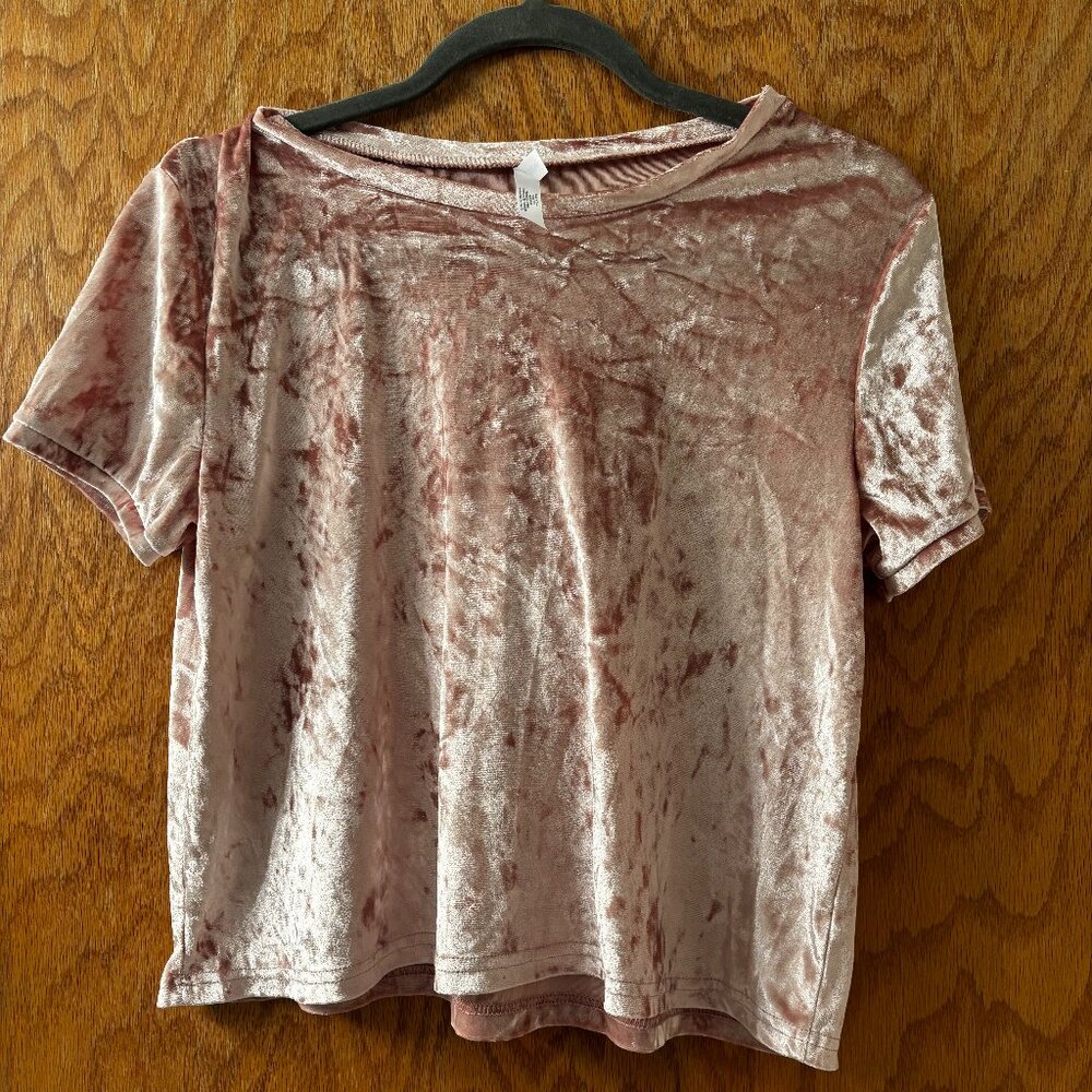 Love Charm Pink Crushed Velvet Top Velour